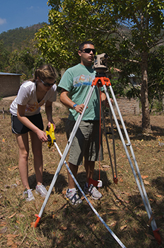 Enginnering students survey land in Honduras.