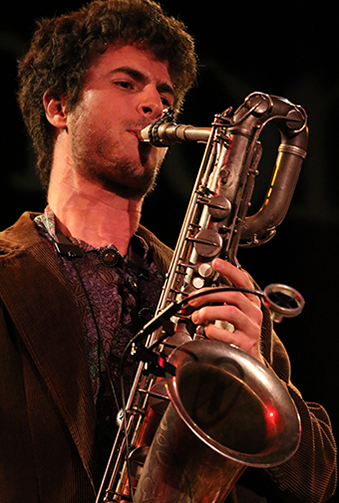 Music student plays the saxophone.