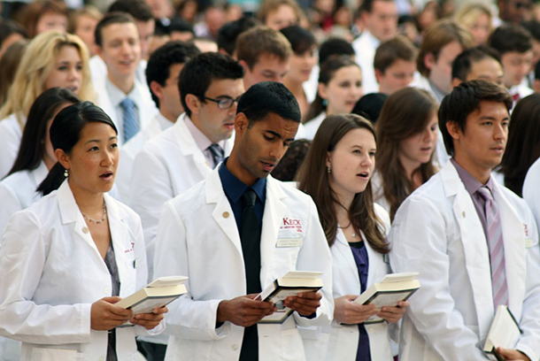 Students participate in the White Coat Ceremony.