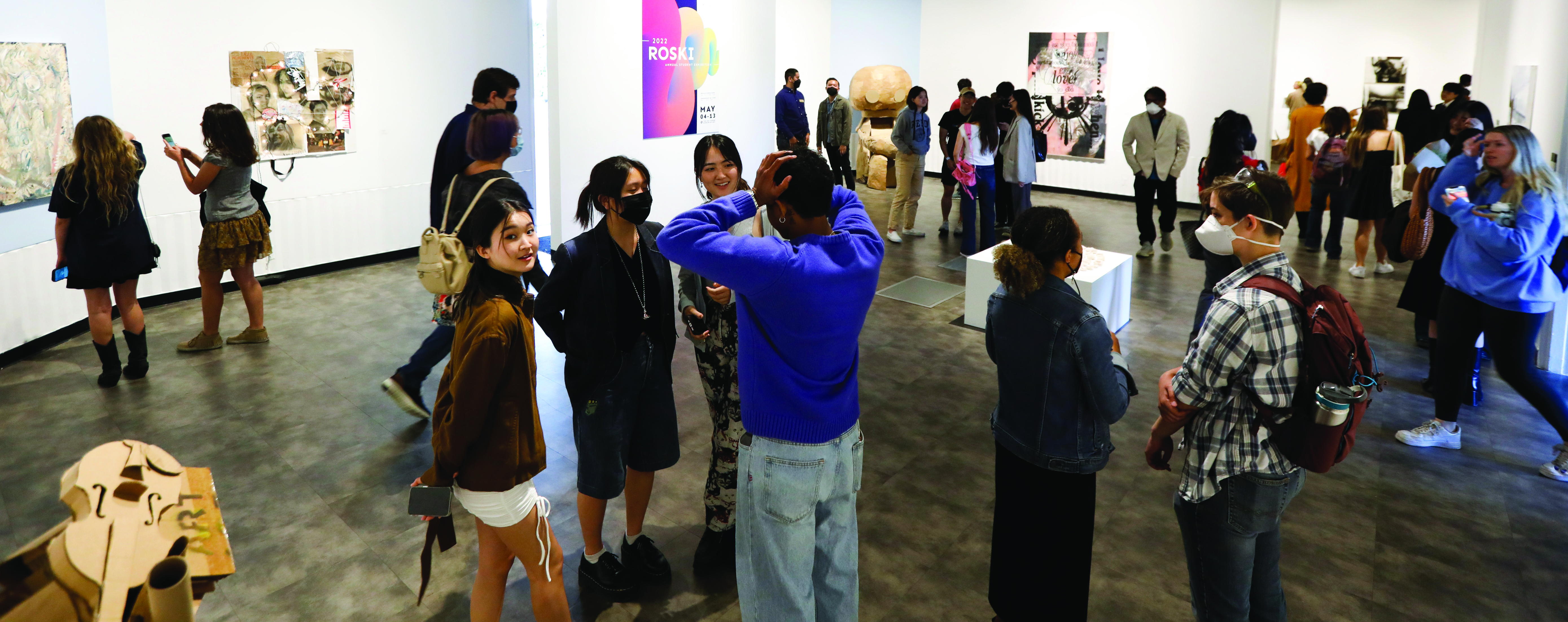 The USC Roski Annual Student Exhibition opening at the USC Fisher Museum of Art (2022). 