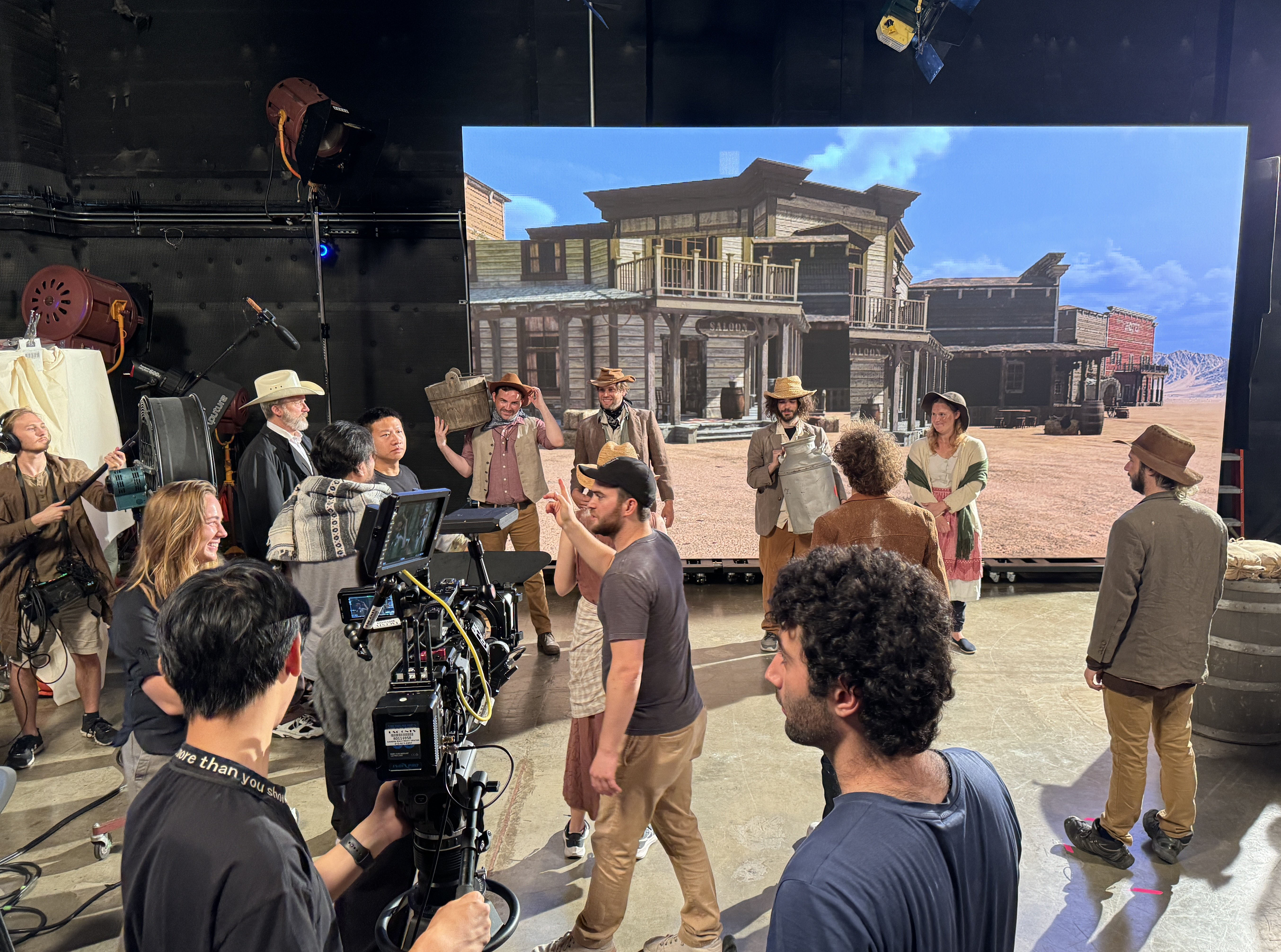 USC School of Cinematic Arts students learning virtual production techniques in LED Volumes.