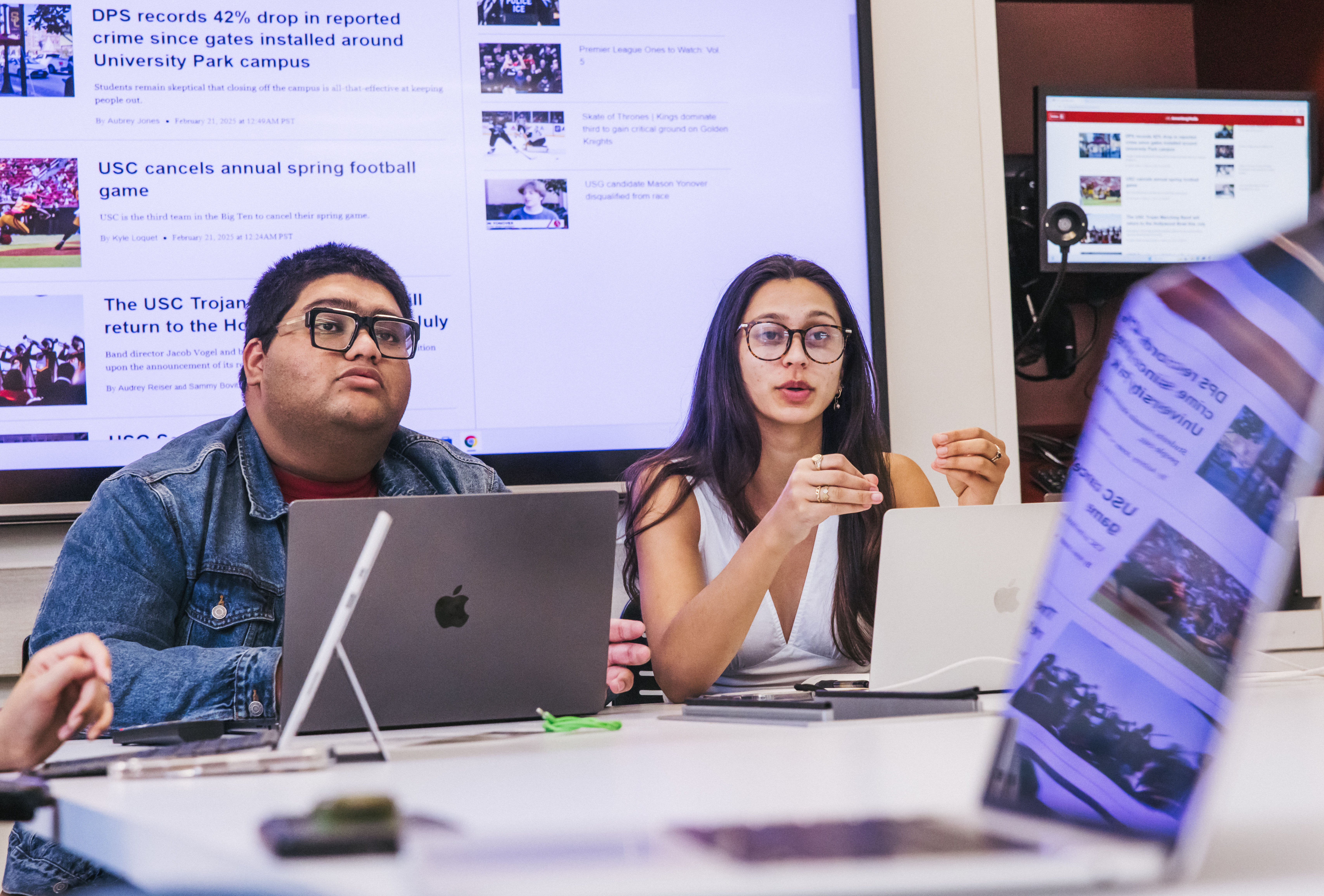 Students cover breaking news in USC Annenberg's Media Center.